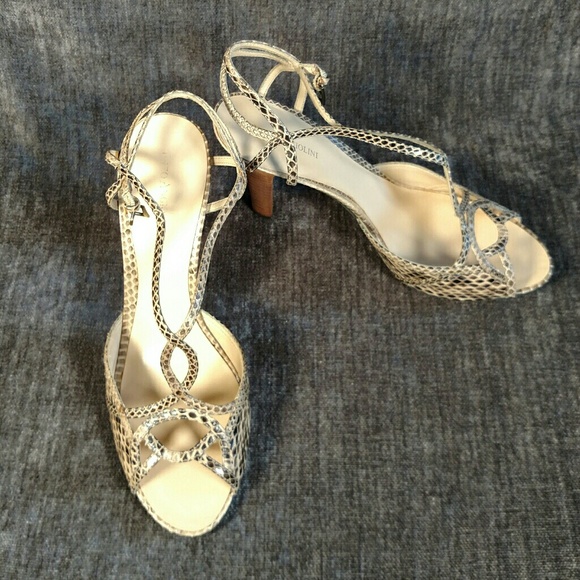 Enzo Angiolini Snakeskin Strappy Heeled Sandals - Picture 2 of 6